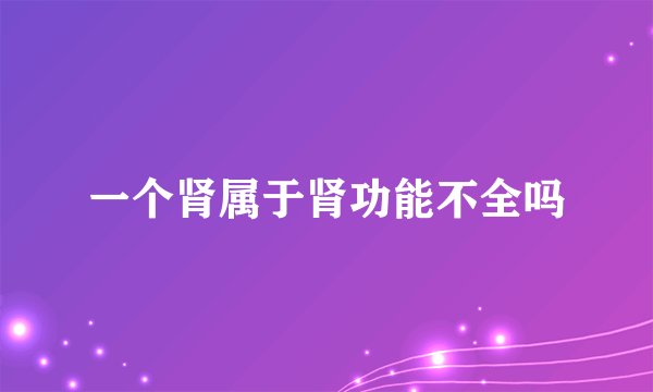 一个肾属于肾功能不全吗