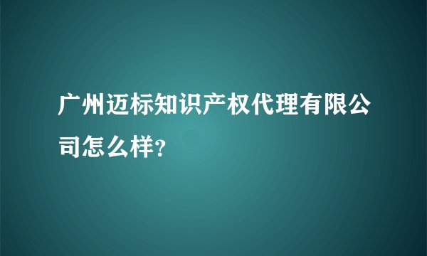 广州迈标知识产权代理有限公司怎么样？