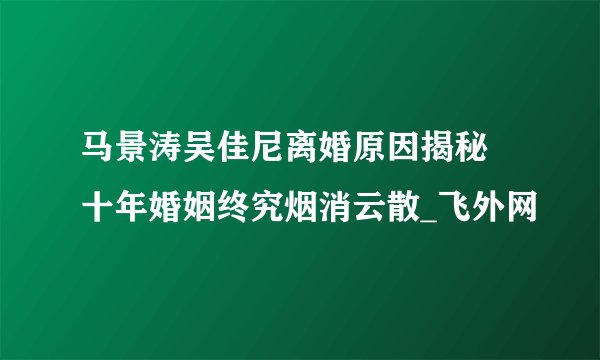 马景涛吴佳尼离婚原因揭秘 十年婚姻终究烟消云散_飞外网