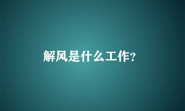 解风是什么工作？