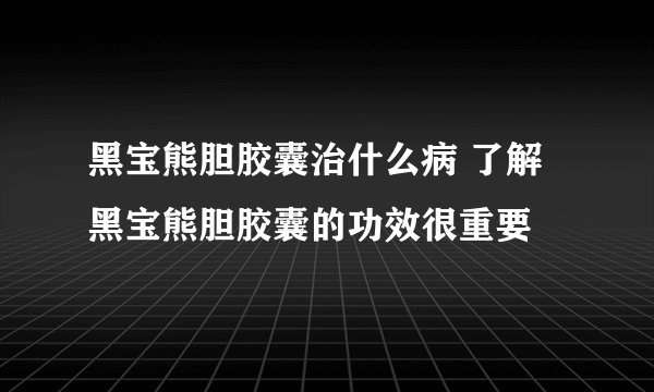 黑宝熊胆胶囊治什么病 了解黑宝熊胆胶囊的功效很重要
