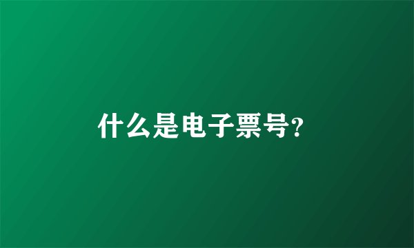 什么是电子票号?