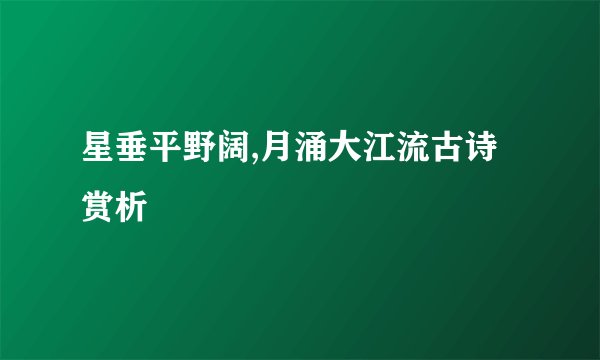 星垂平野阔,月涌大江流古诗赏析