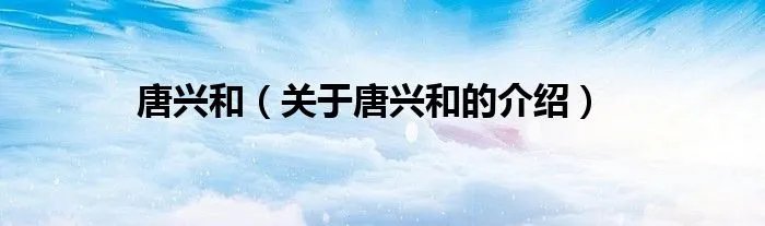 唐兴和（关于唐兴和的介绍）