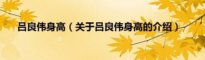吕良伟身高(关于吕良伟身高的介绍)