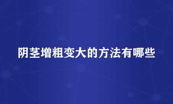 阴茎增粗变大的方法有哪些