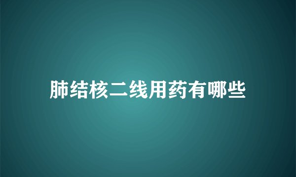 肺结核二线用药有哪些
