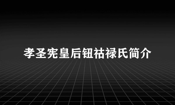 孝圣宪皇后钮祜禄氏简介