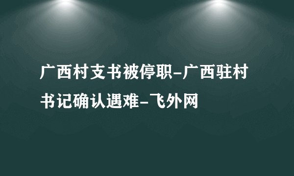 广西村支书被停职-广西驻村书记确认遇难-飞外网
