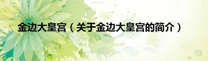 金边大皇宫（关于金边大皇宫的简介）