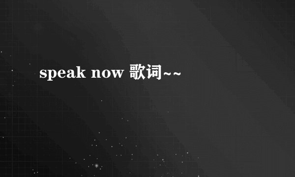 speak now 歌词~~