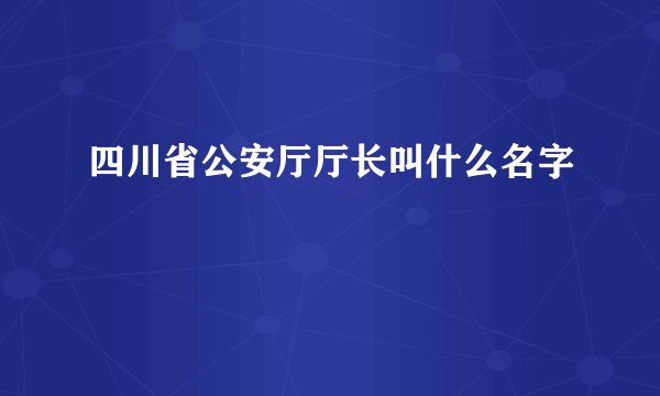 四川省公安厅厅长叫什么名字