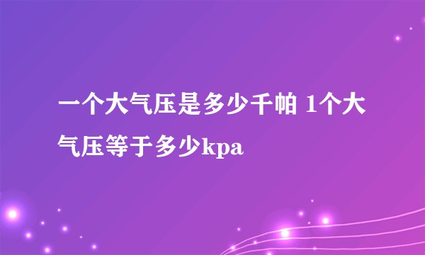 一个大气压是多少千帕 1个大气压等于多少kpa