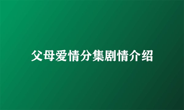 父母爱情分集剧情介绍