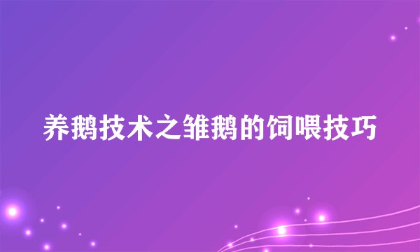 养鹅技术之雏鹅的饲喂技巧