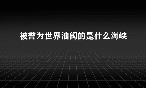 被誉为世界油阀的是什么海峡
