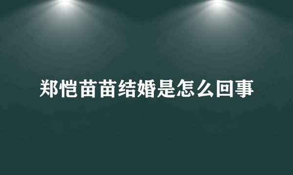 郑恺苗苗结婚是怎么回事